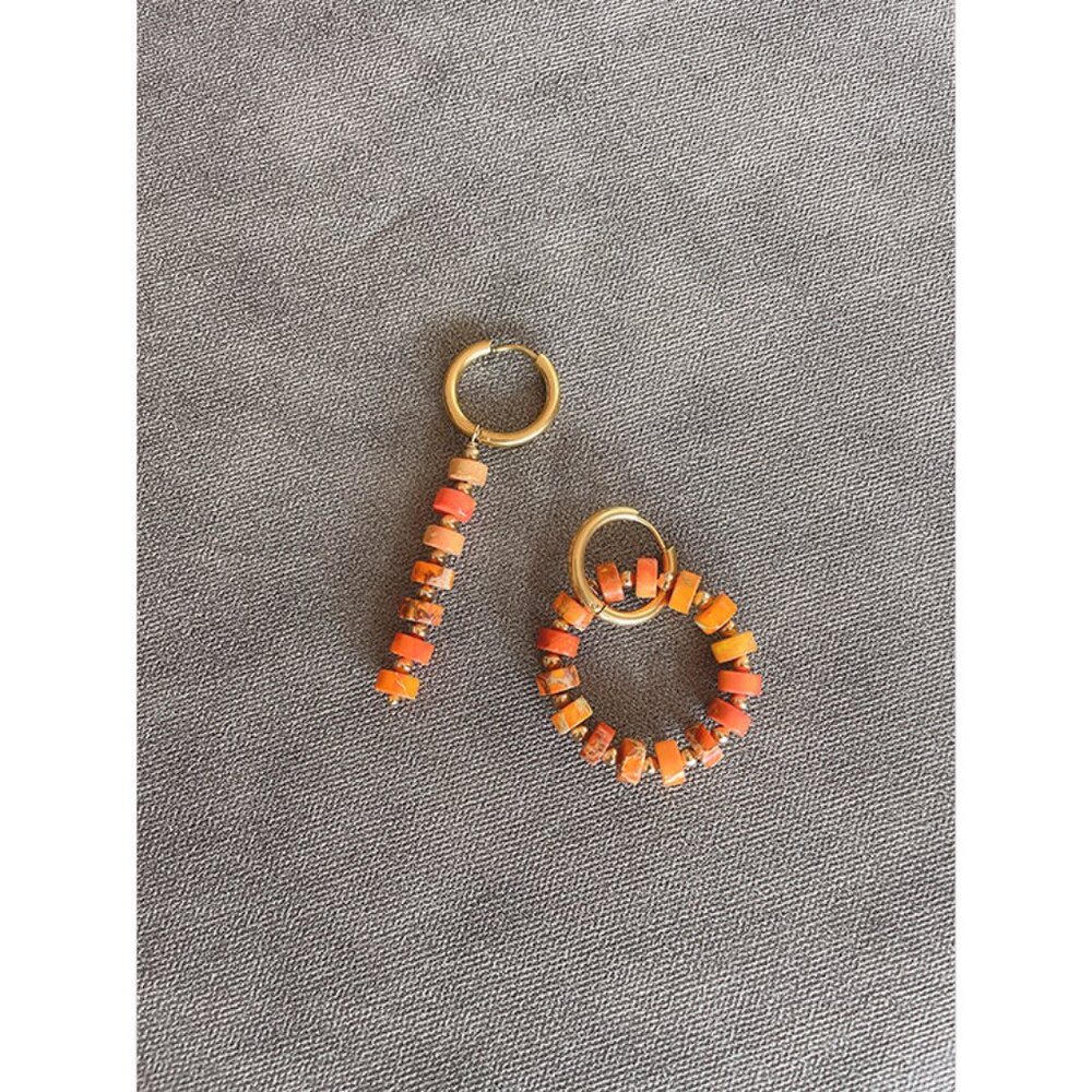Bohemian Statement Earrings | Asymmetric Natural Stone Beaded Earrings (Brand Ne